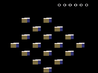 Q-bert's Qubes title screen for Atari 2600